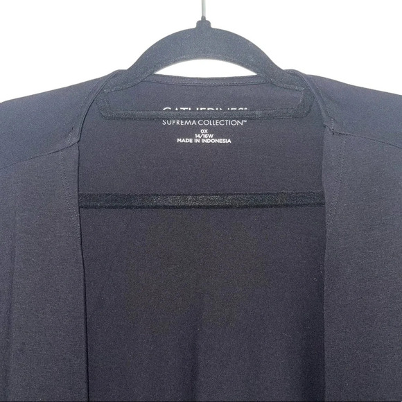 Catherines Suprema Collection Black Button Sleeve Open Front Cardigan 0X Women’s - Picture 3 of 13